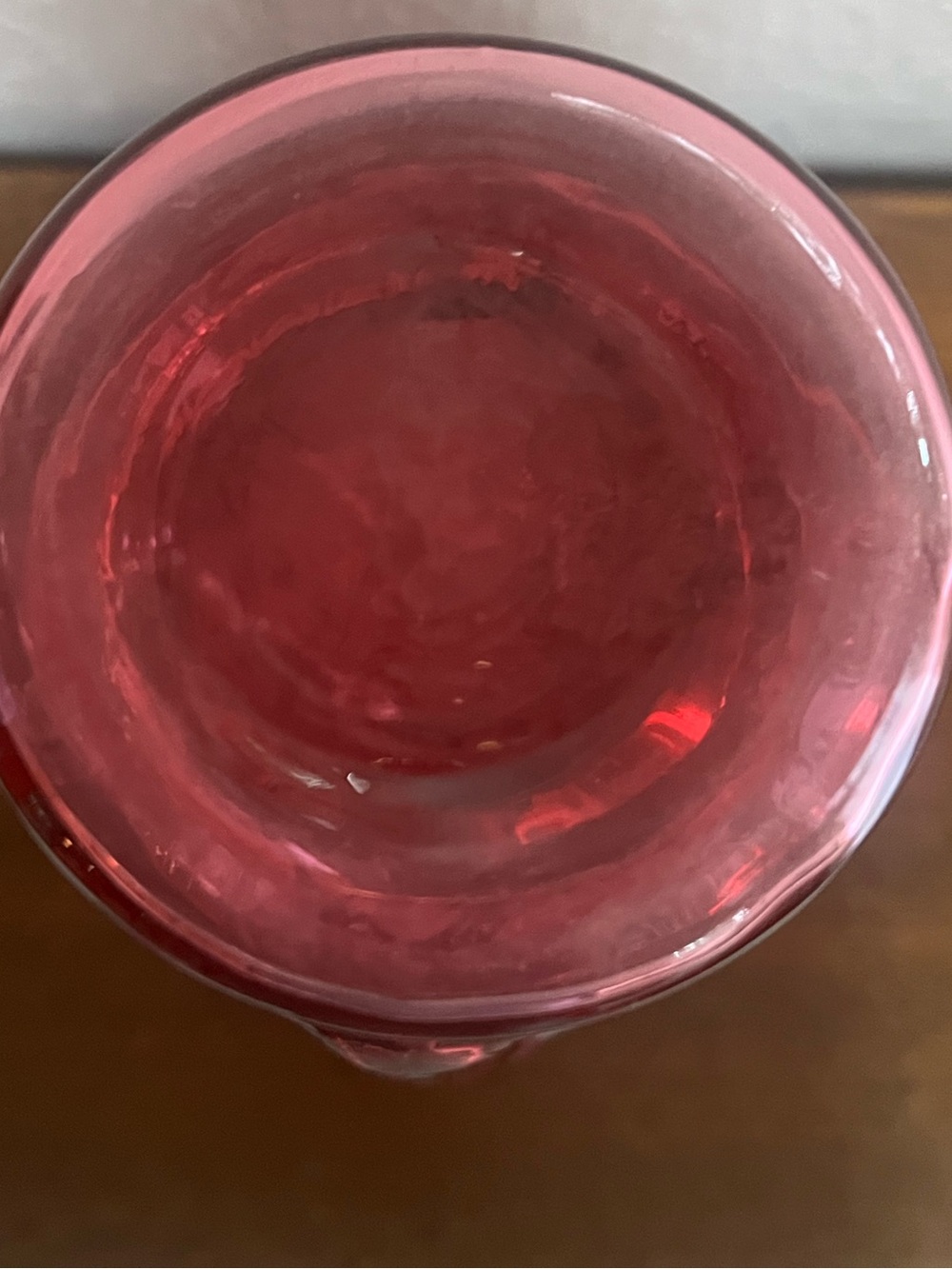Vintage Fenton Glass Cranberry Ruffle Edge, Dot Pattern Flower Vase 7” - Picture 3 of 5